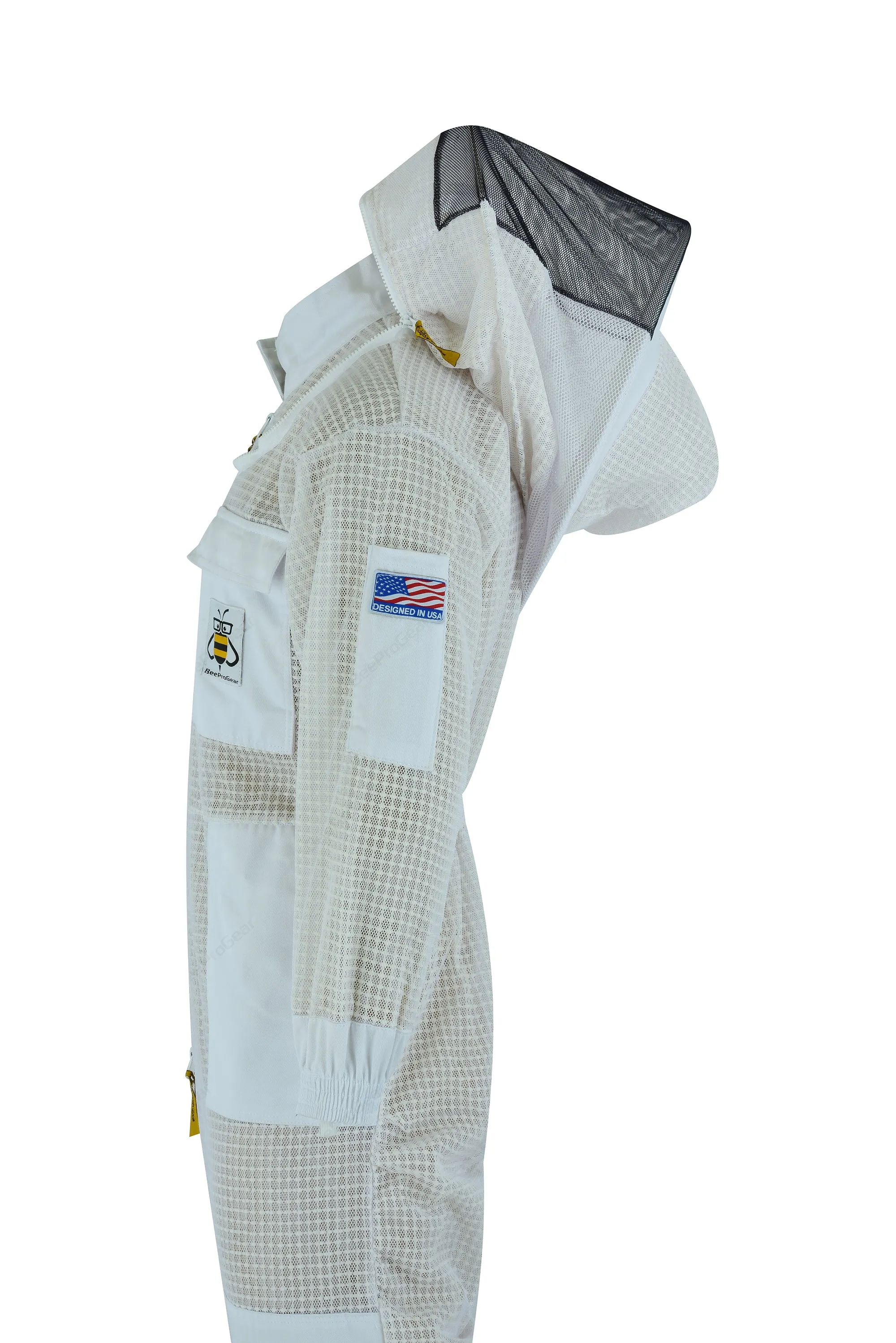 3-Layer Ultra Ventilated Beekeeping Suit with Round Veil | SBS Zipper for Sting-Proof Protection | White