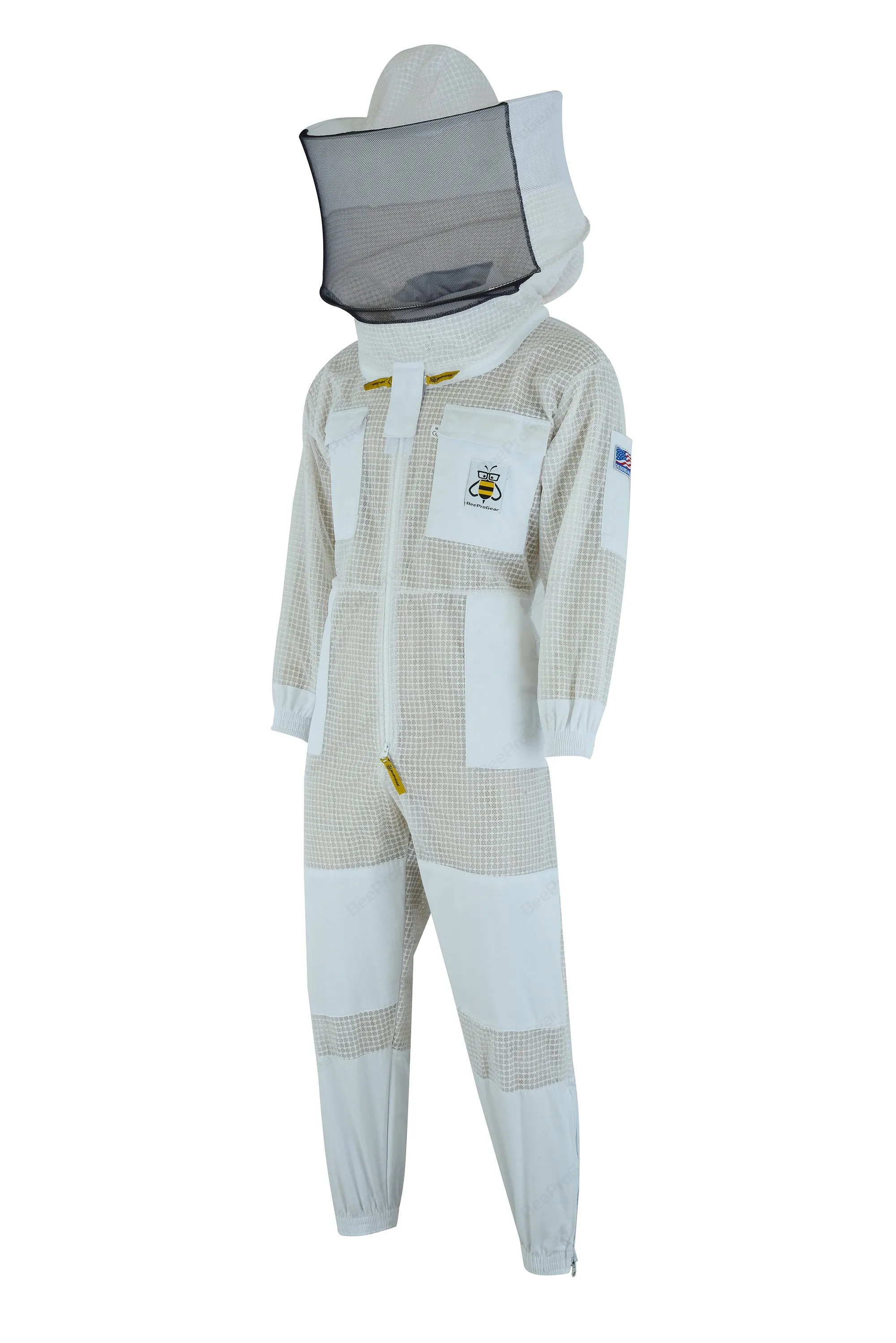 3-Layer Ultra Ventilated Beekeeping Suit with Round Veil | SBS Zipper for Sting-Proof Protection | White