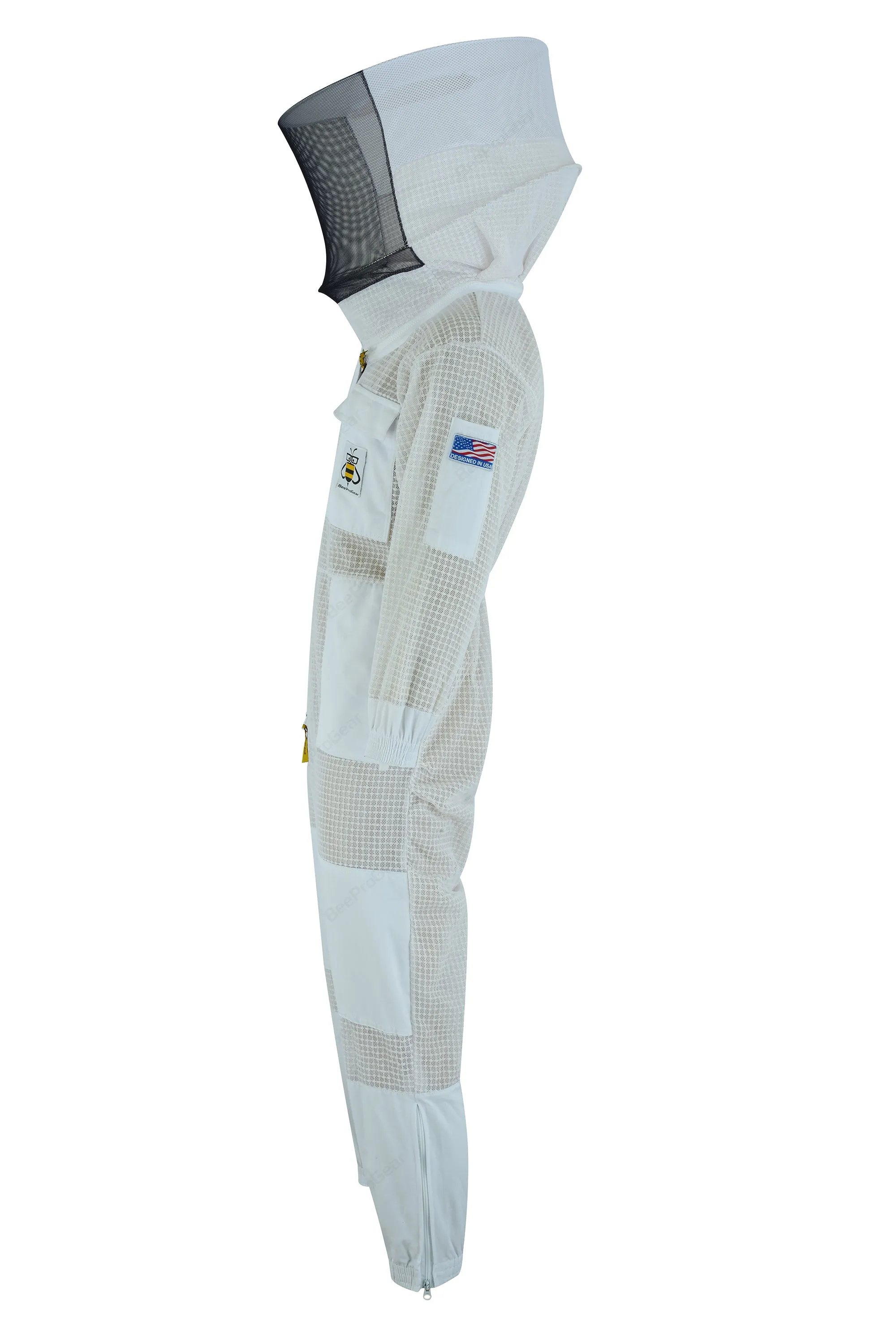 3-Layer Ultra Ventilated Beekeeping Suit with Round Veil | SBS Zipper for Sting-Proof Protection | White