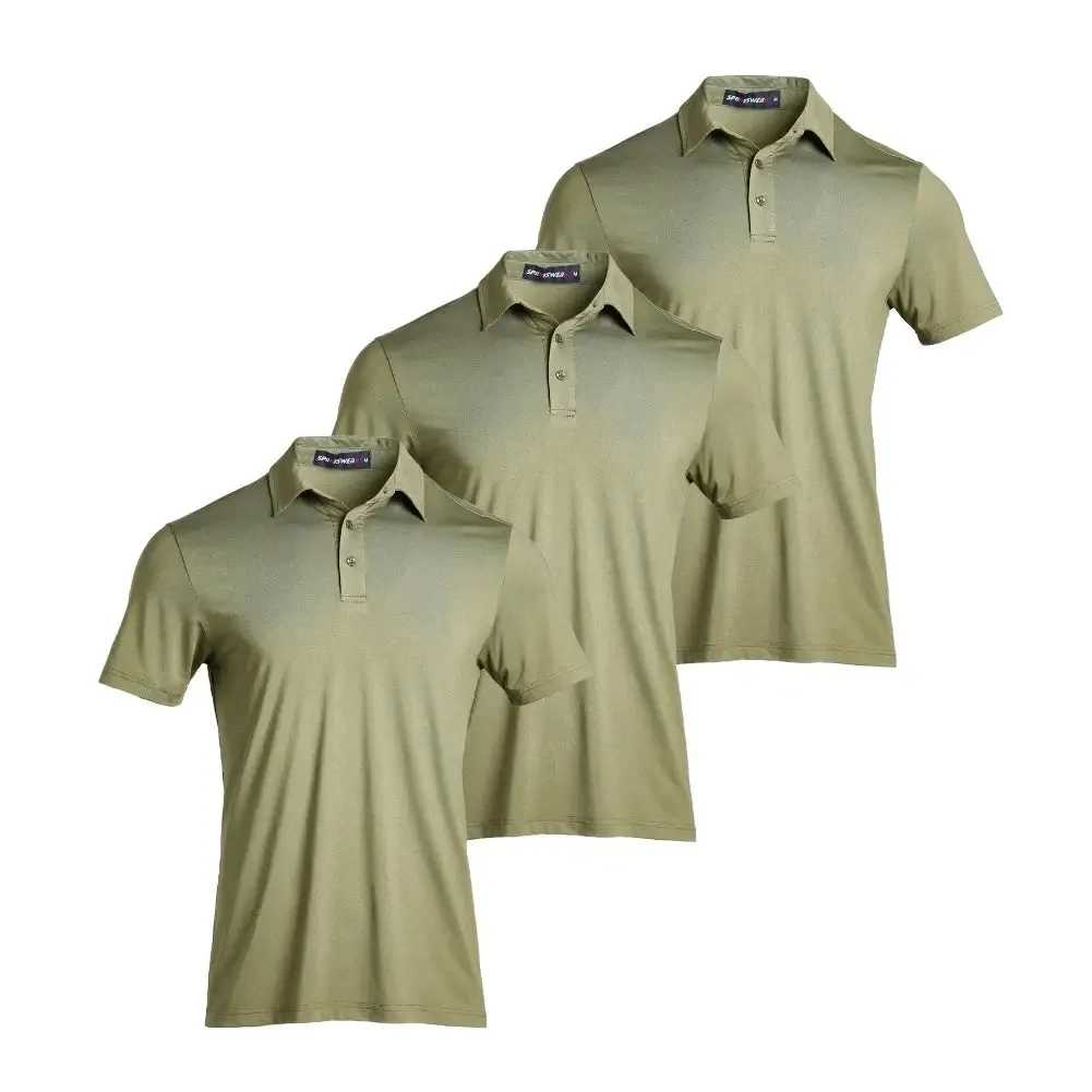 3 Pack Men's Jacquard Mesh Polo Shirt