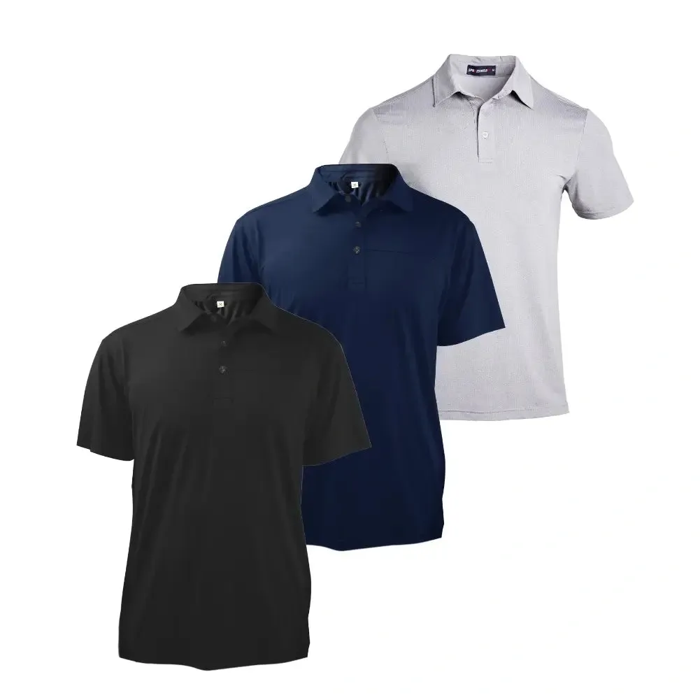 3 Pack Men's Jacquard Mesh Polo Shirt