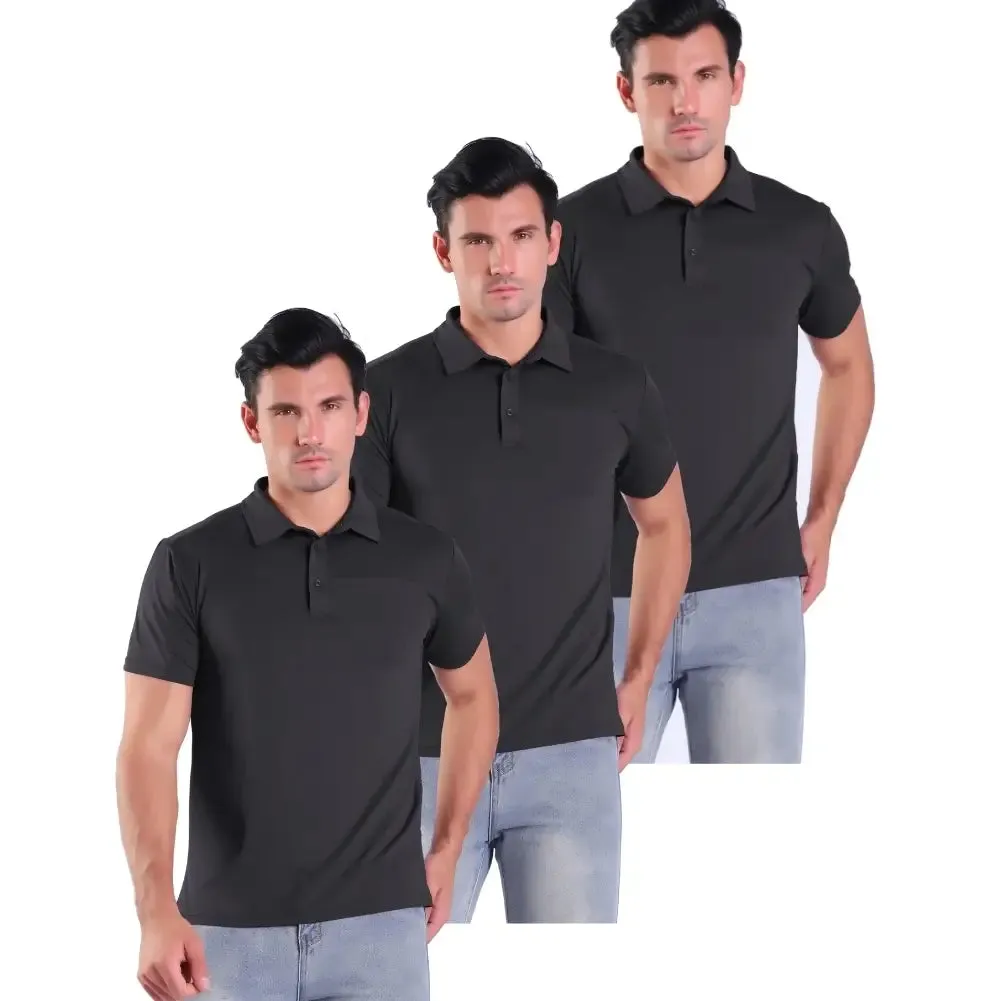 3 Pack Men's Jacquard Mesh Polo Shirt