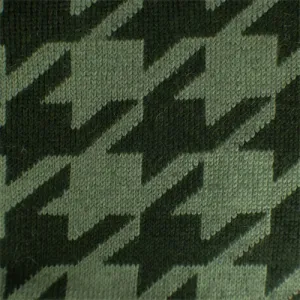 3 YD PC-Army/Olive Green Wool Blend Houndstooth Sweater Knit Fabric