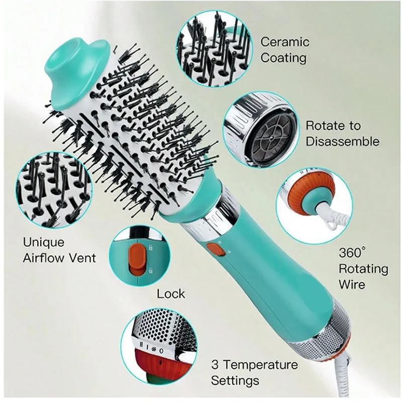 6-In-1 Blowout Hair Dryer Brush With Interchangeable Attachments En-750