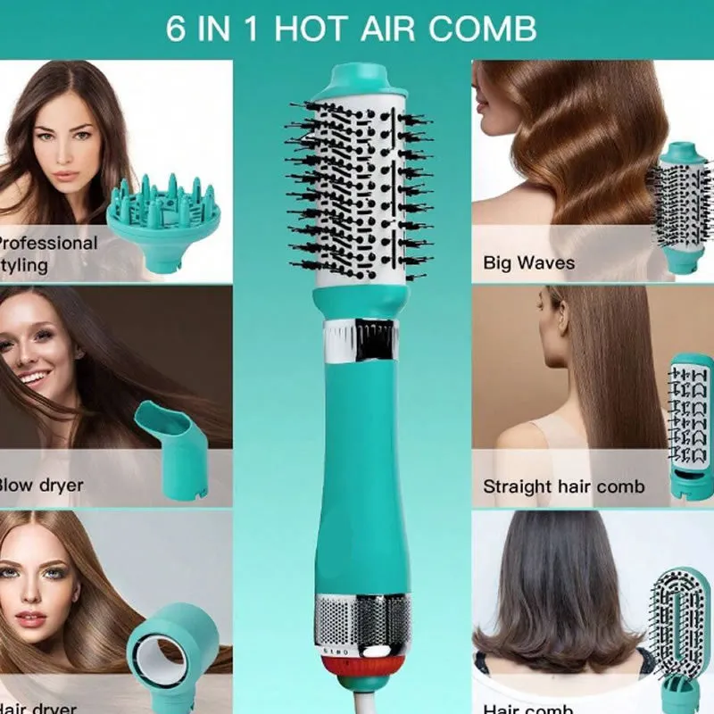 6-In-1 Blowout Hair Dryer Brush With Interchangeable Attachments En-750