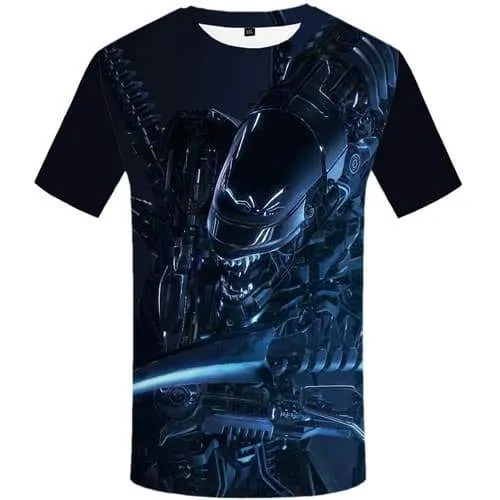 Alien T shirts Men Metal Tshirts Casual Mechanical T shirts Funny Military Tshirt Anime Punk Rock T-shirts 3d Short Sleeve