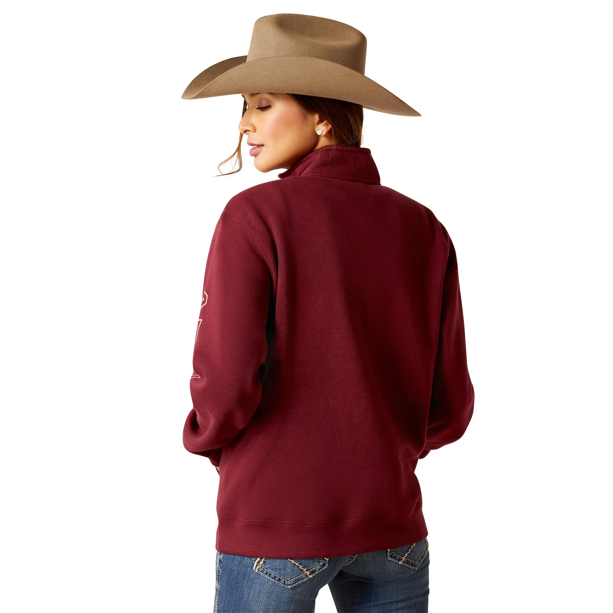 Ariat Ladies Logo 1/2 Zip Tawny Port  Pullover Sweatshirt 10046309