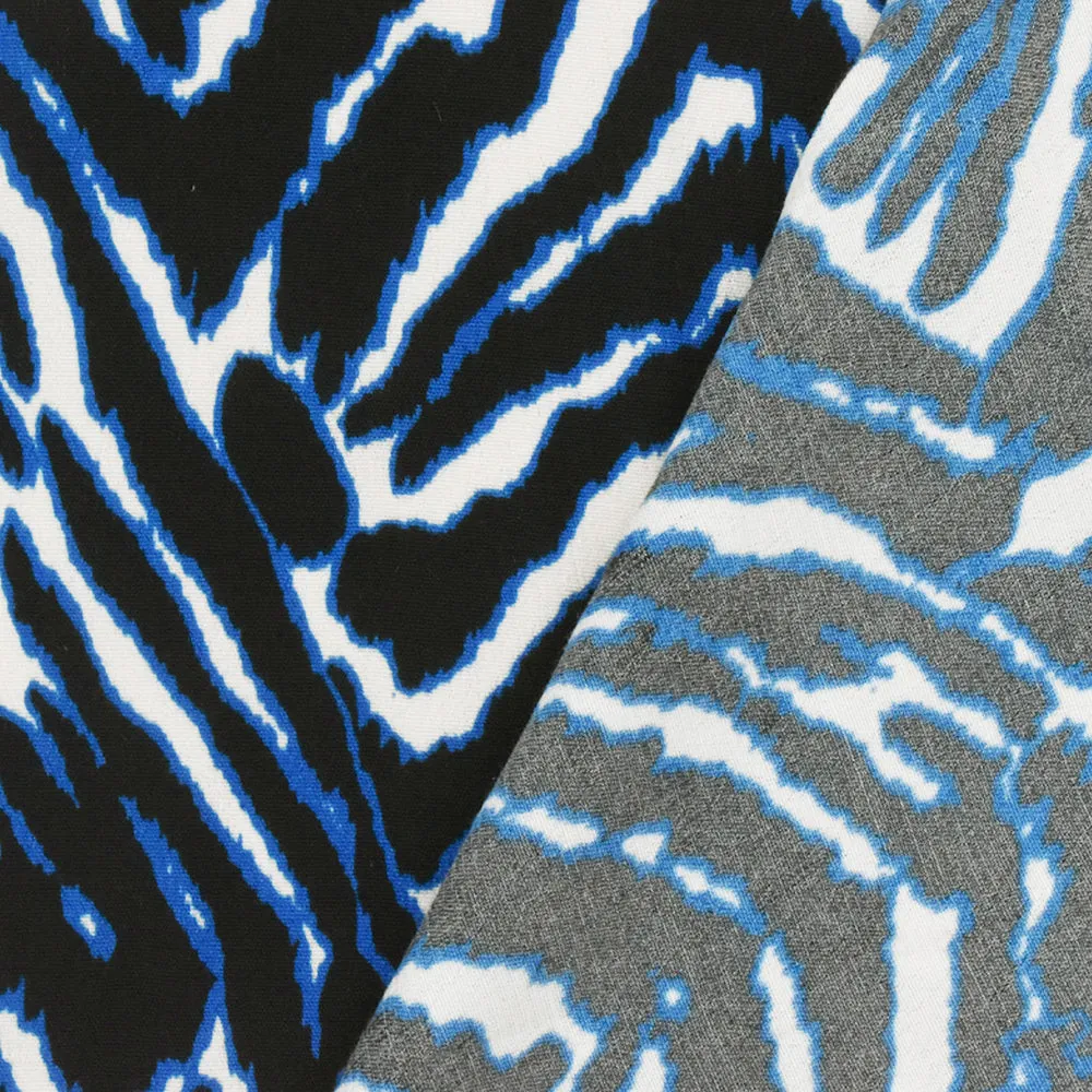 Black-Multi Famous Designer Abstract Zebra Print Cotton Rayon Faille Fabric