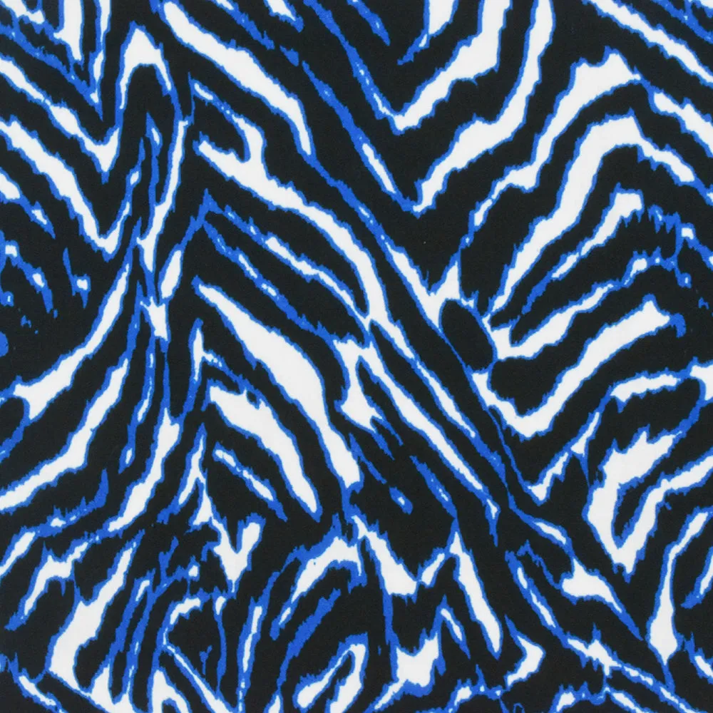 Black-Multi Famous Designer Abstract Zebra Print Cotton Rayon Faille Fabric