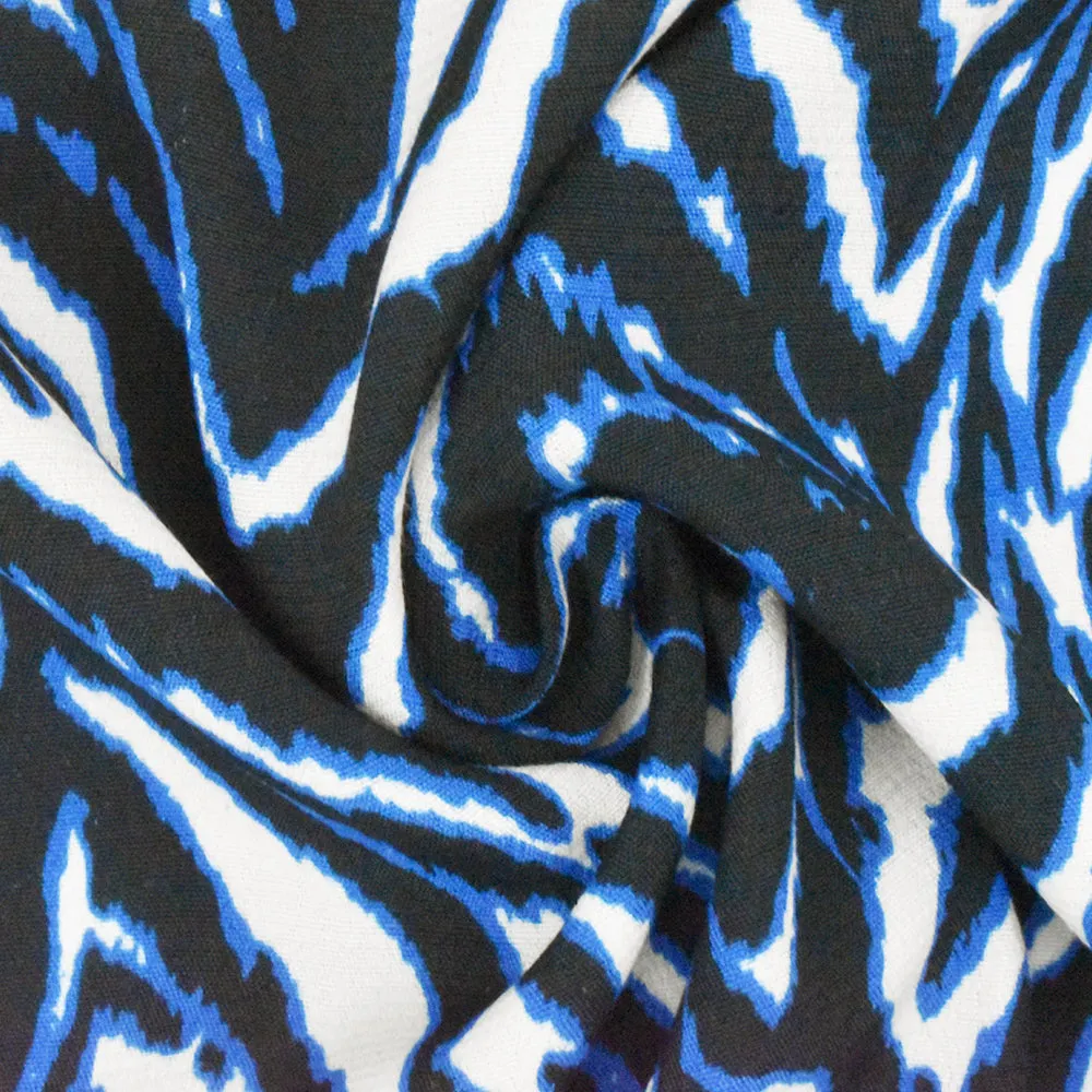 Black-Multi Famous Designer Abstract Zebra Print Cotton Rayon Faille Fabric