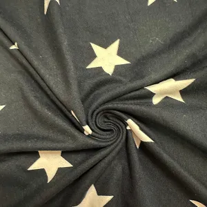 Black Star Print Double Brushed Jersey Knit Fabric