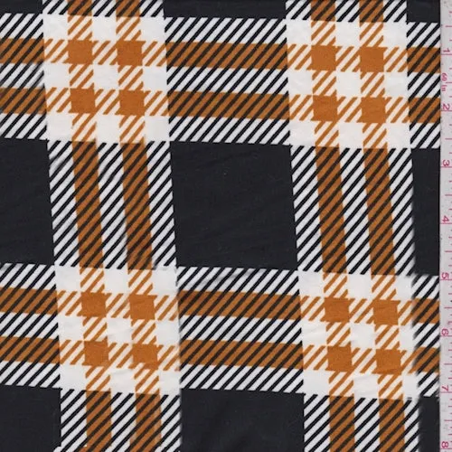 Black/Harvest/White Plaid Double Brushed Jersey Knit Fabric