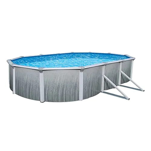 Blue Wave Martinique 15-Feet by 30-Feet Oval 52-Inch Deep 7-Inch Top Rail Metal Wall Swimming Pool Package