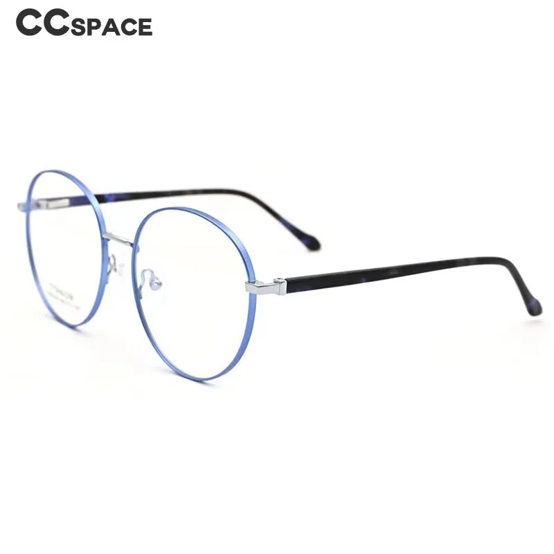 CCspace Unisex Full Rim Round Titanium Alloy Acetate Eyeglasses 56090