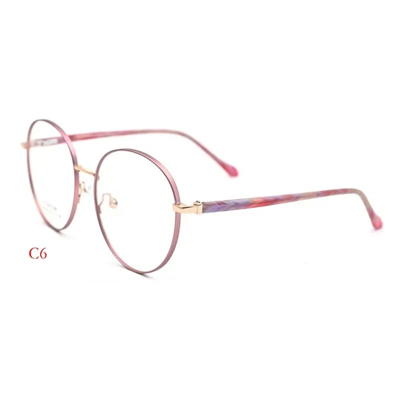 CCspace Unisex Full Rim Round Titanium Alloy Acetate Eyeglasses 56090