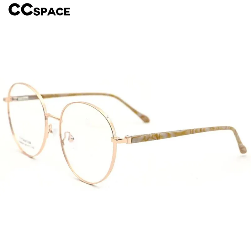 CCspace Unisex Full Rim Round Titanium Alloy Acetate Eyeglasses 56090