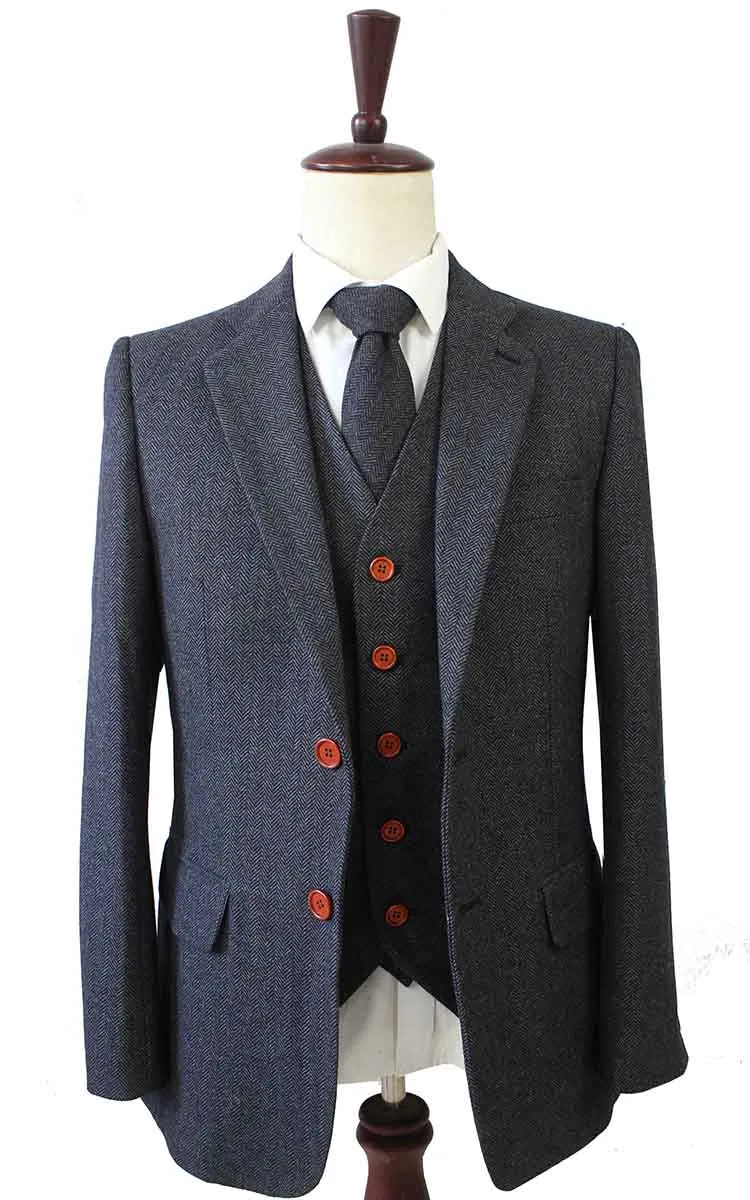 CHARCOAL HERRINGBONE TWEED 2 PIECE SUIT