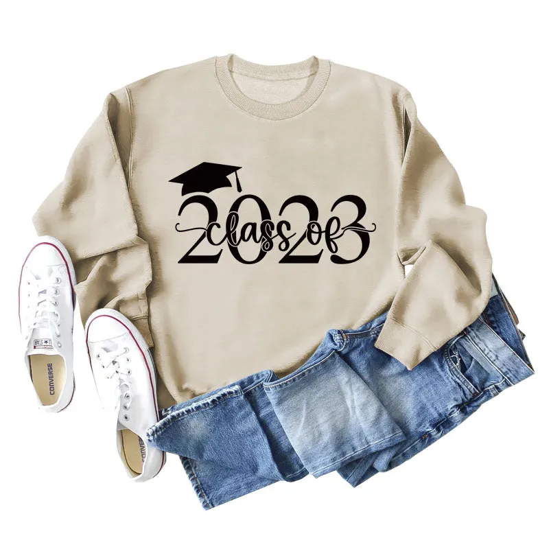 Class of 2023 Hat Letter Bottoming Long Sleeved Sweater for Women In Stock