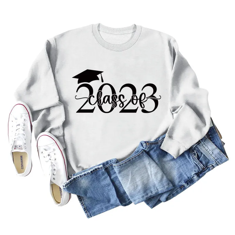 Class of 2023 Hat Letter Bottoming Long Sleeved Sweater for Women In Stock