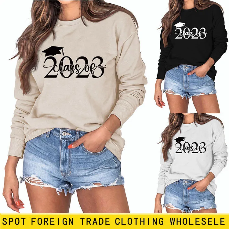 Class of 2023 Hat Letter Bottoming Long Sleeved Sweater for Women In Stock