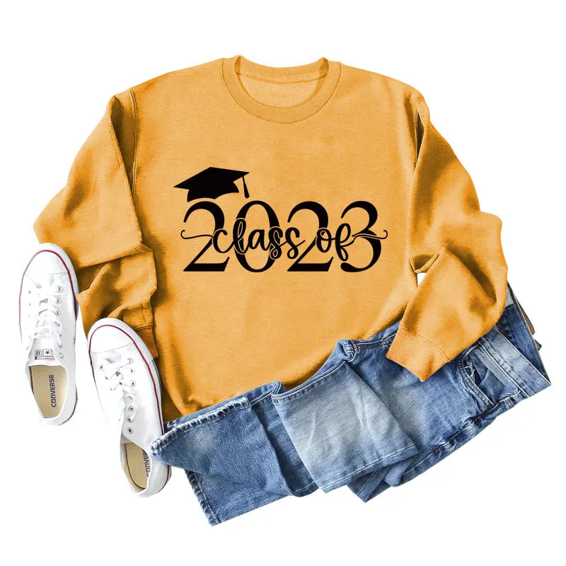 Class of 2023 Hat Letter Bottoming Long Sleeved Sweater for Women In Stock