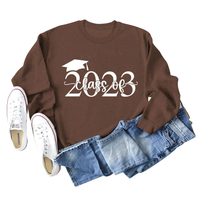 Class of 2023 Hat Letter Bottoming Long Sleeved Sweater for Women In Stock