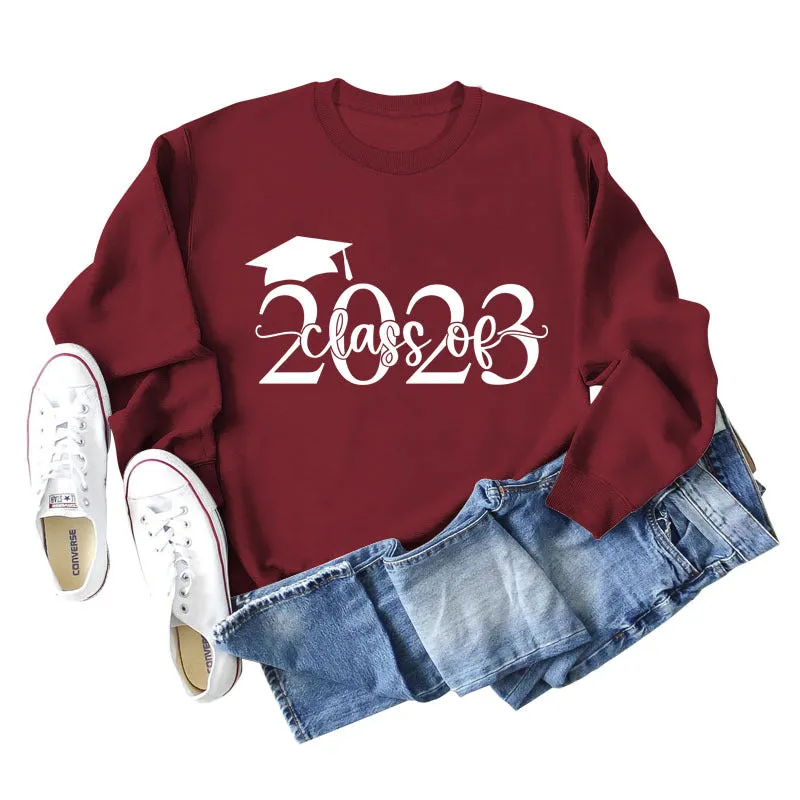 Class of 2023 Hat Letter Bottoming Long Sleeved Sweater for Women In Stock