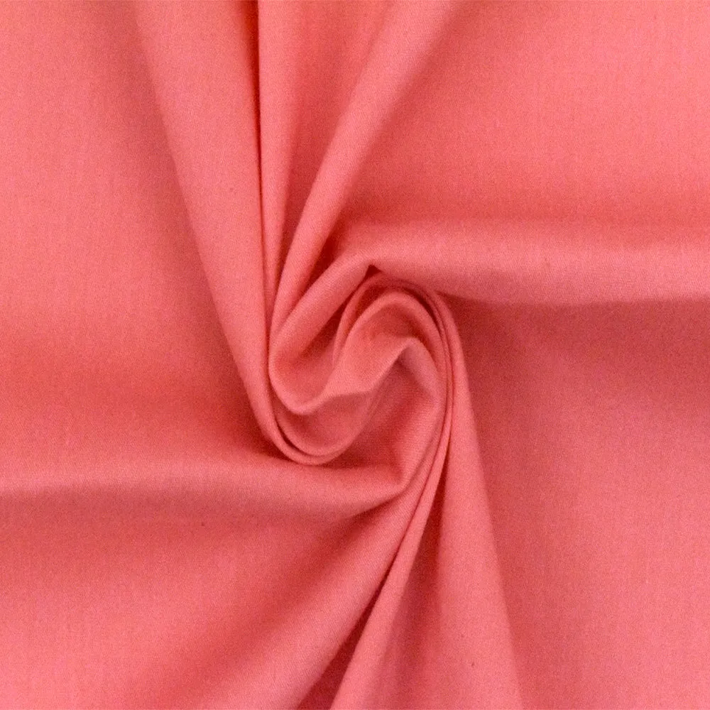 Coral Pink Solid Stretch Cotton Blend Broadcloth Woven Fabric