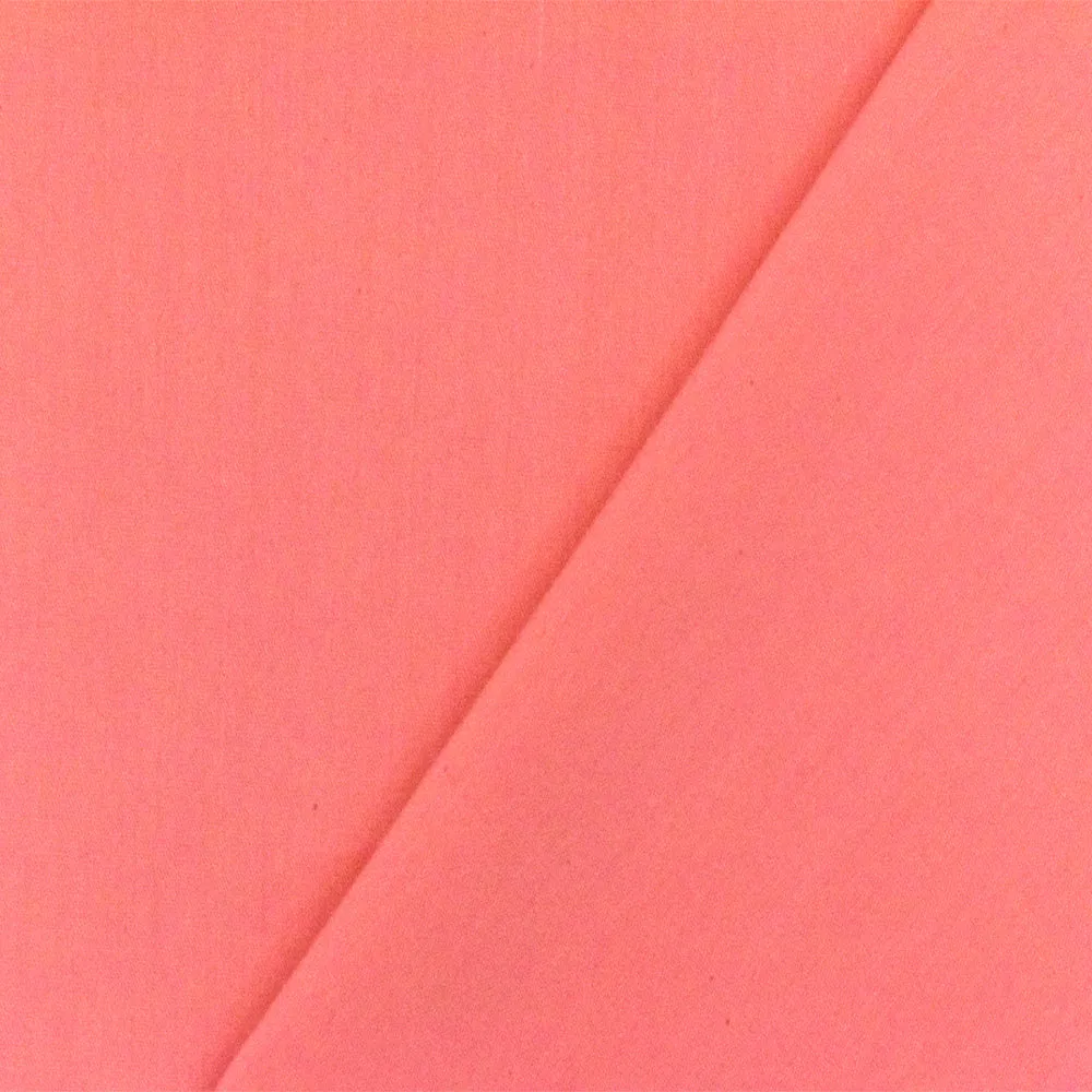 Coral Pink Solid Stretch Cotton Blend Broadcloth Woven Fabric