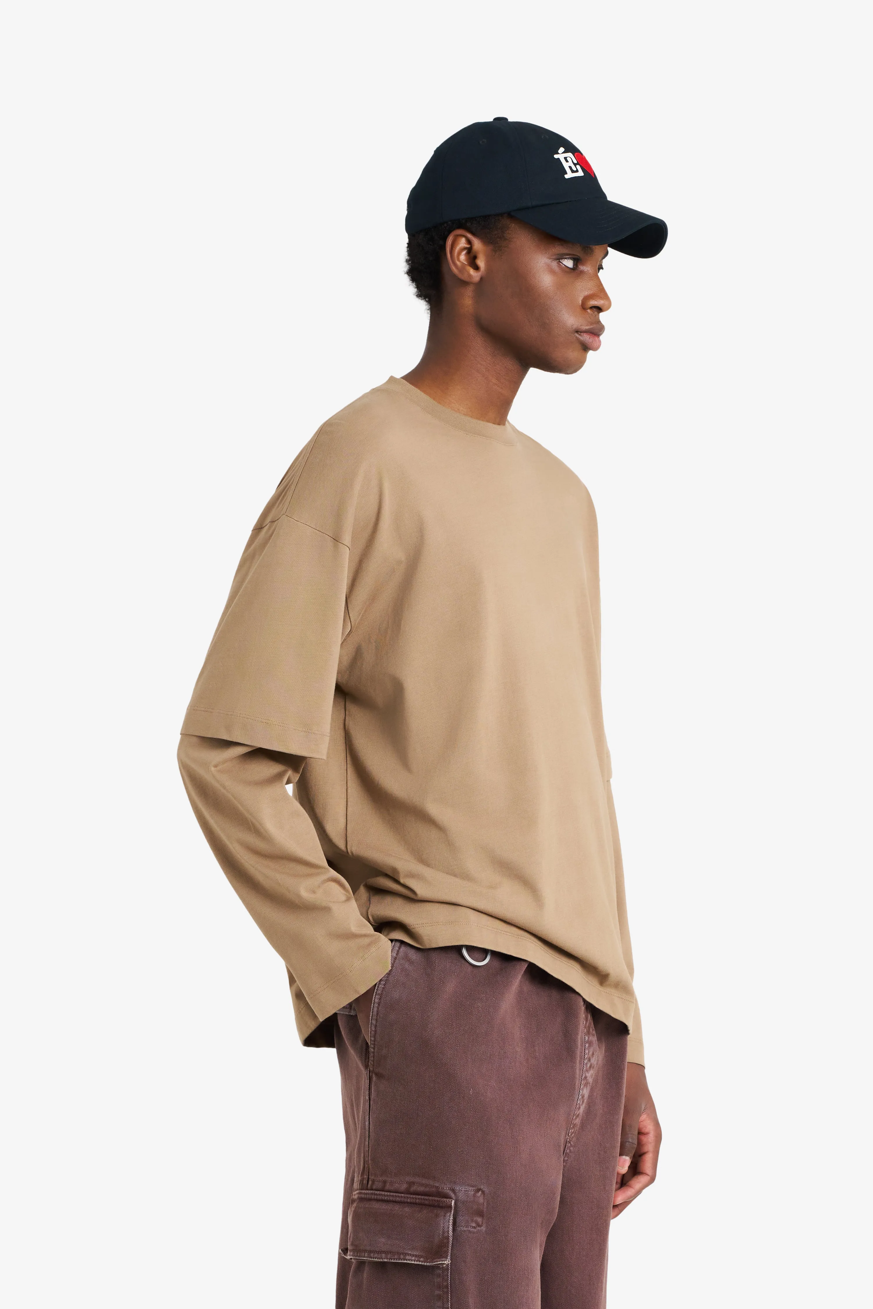 DOUBLE SLEEVES TEE SHIRT TAN