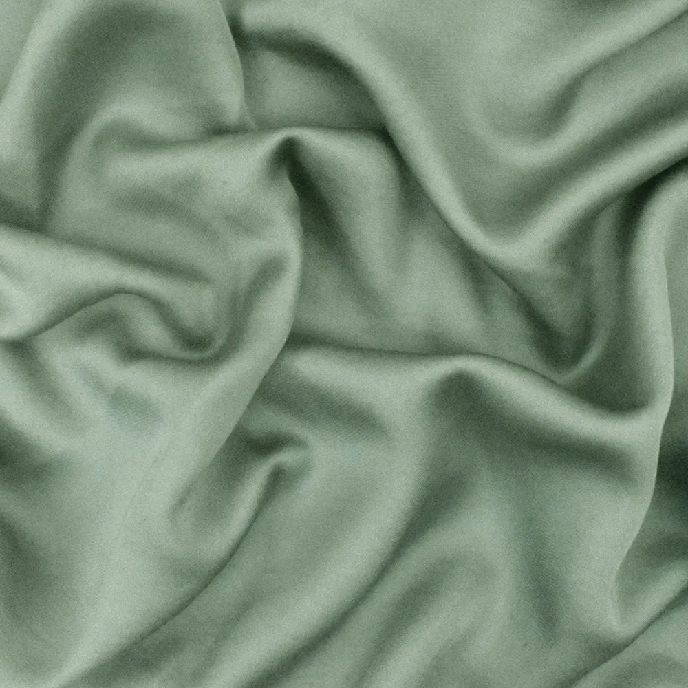 Dusty Green Famous Designer Rayon-Poly Satin Woven Fabric