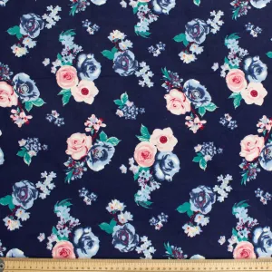 Flower on Navy Printed Flannelette Design-7