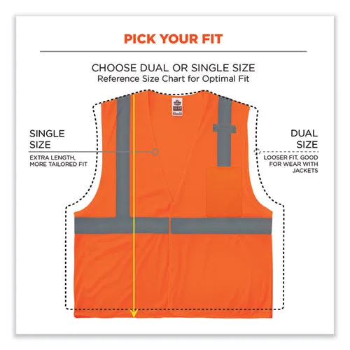 Glowear 8210hl-s Single Size Class 2 Economy Mesh Vest, Polyester, 3x-large, Orange, Ships In 1-3 Business Days