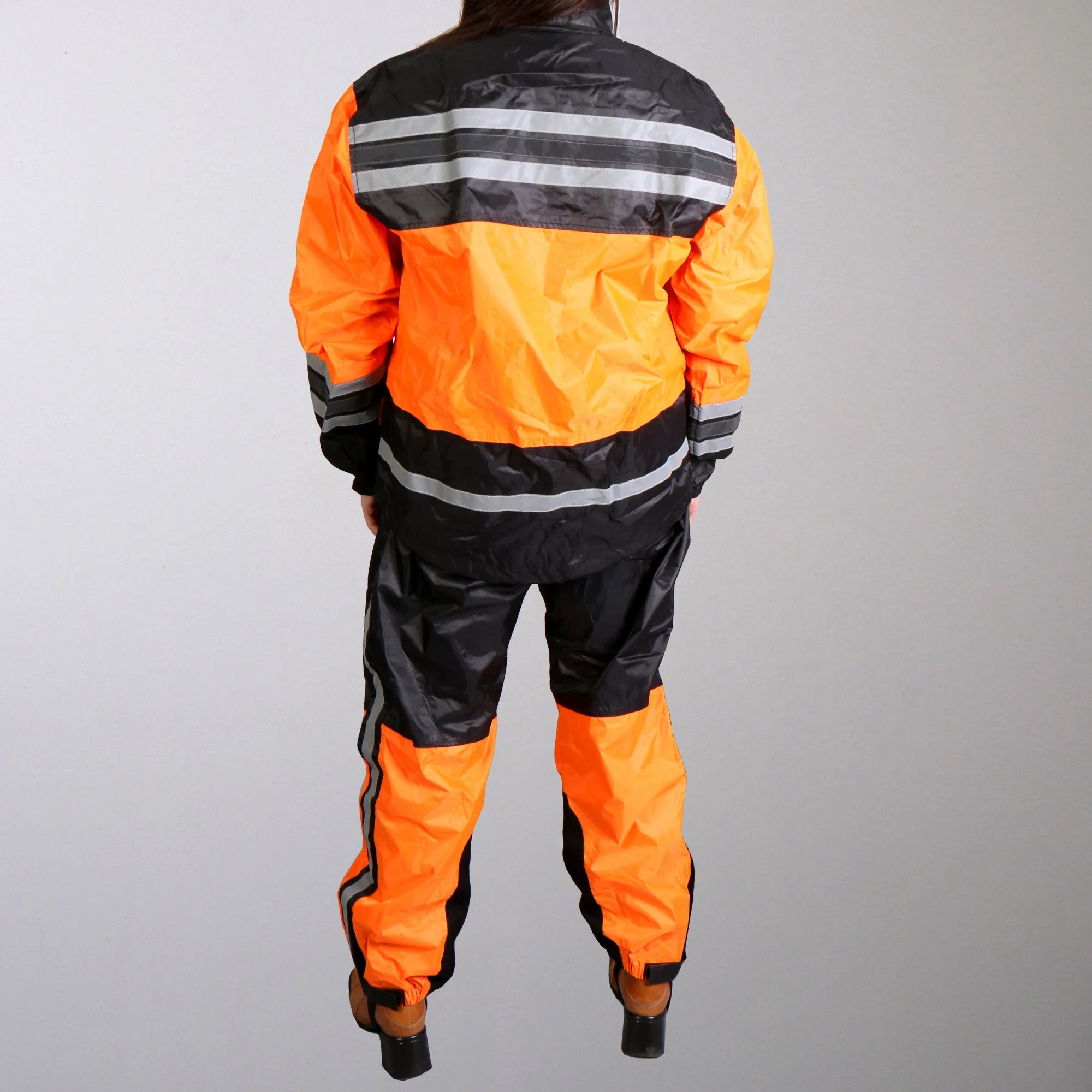 Hot Leathers RGU1004 Orange and Black Unisex Motorcycle style Waterproof Biker Rain Suit