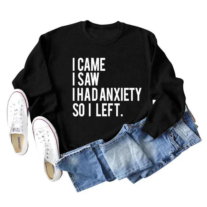 I CAME I SAW I HAD Letter Loose Autumn and Winter Long Sleeve Plus Size Sweater Girl