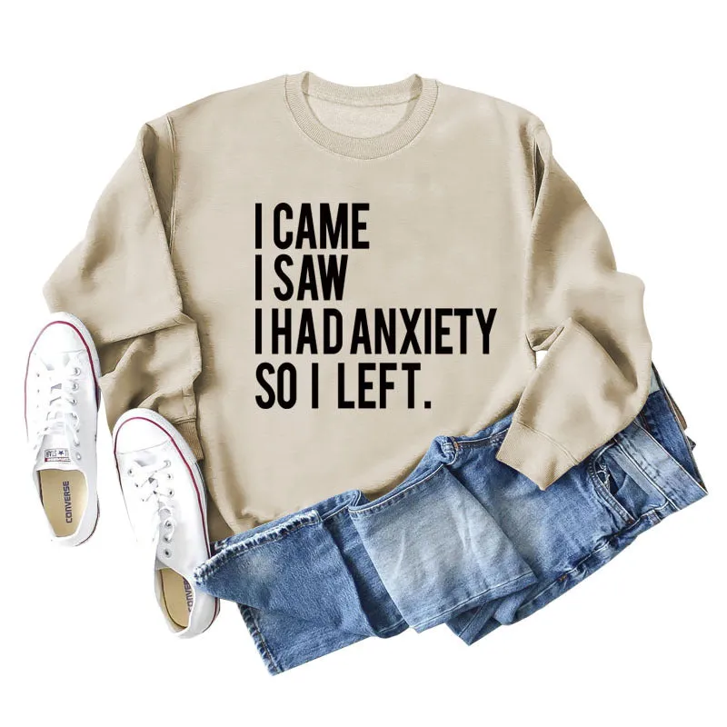 I CAME I SAW I HAD Letter Loose Autumn and Winter Long Sleeve Plus Size Sweater Girl