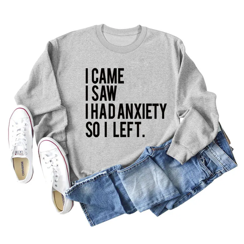 I CAME I SAW I HAD Letter Loose Autumn and Winter Long Sleeve Plus Size Sweater Girl