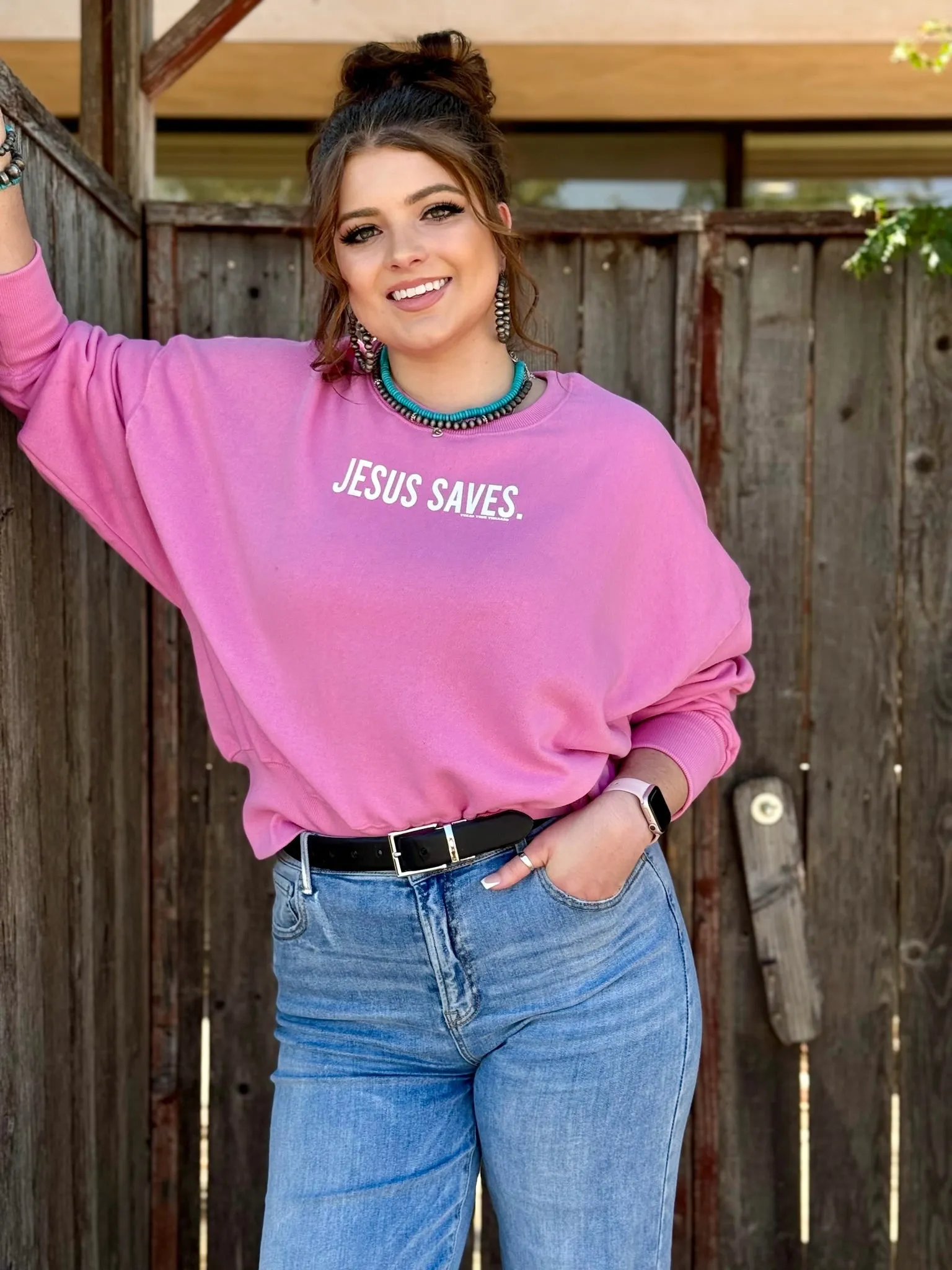 Jesus Saves on Piper Oversized Sweatshirt