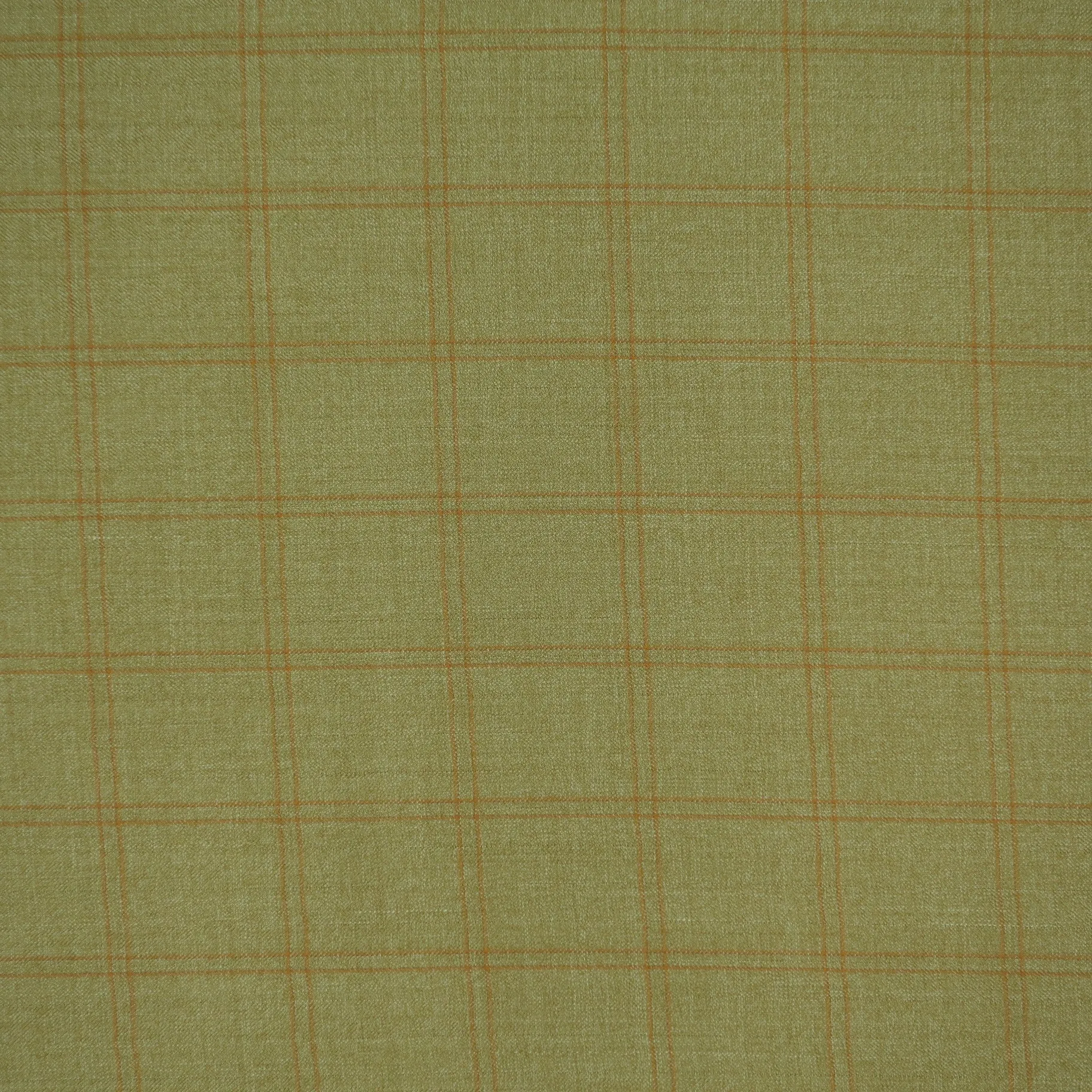 Khaki Windowpane Worsted Wool Suiting Fabric