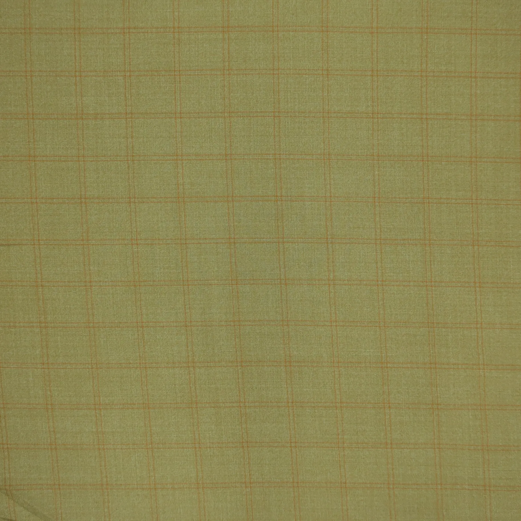 Khaki Windowpane Worsted Wool Suiting Fabric