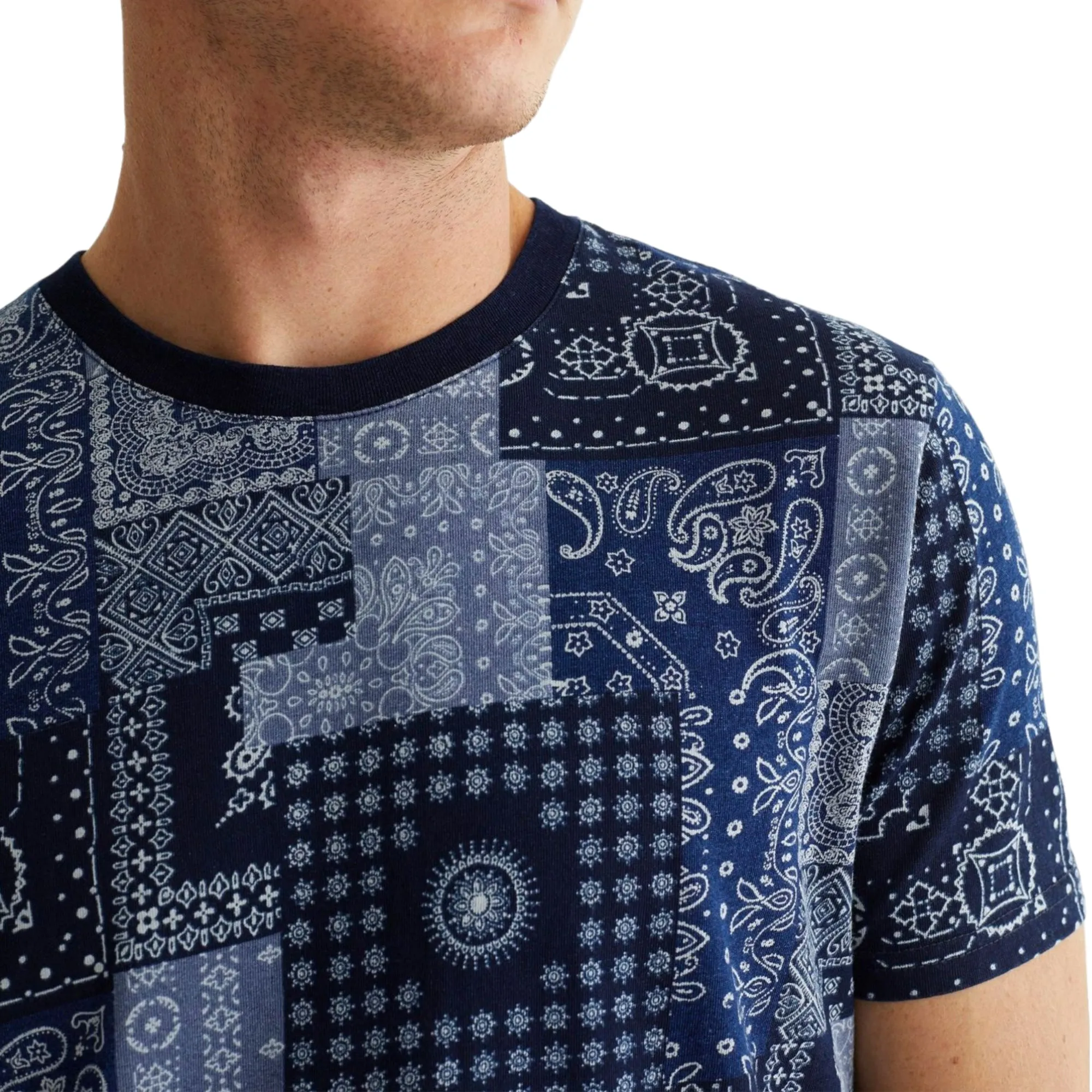 Lucky Brand Men's Soft Cotton Tee Indigo Bandana Print T-Shirt