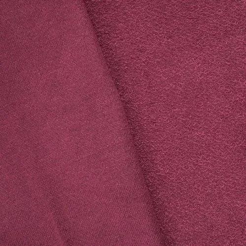 Maroon Red Semi-Opaque French Terry Knit Fabric