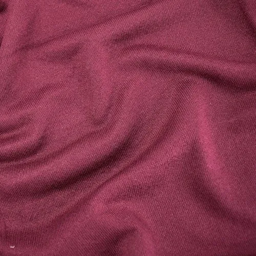 Maroon Red Semi-Opaque French Terry Knit Fabric