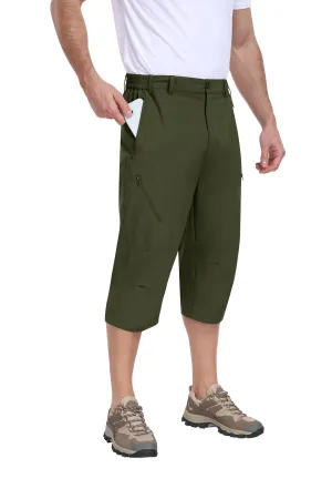 Men summer hiking solid color capri pants