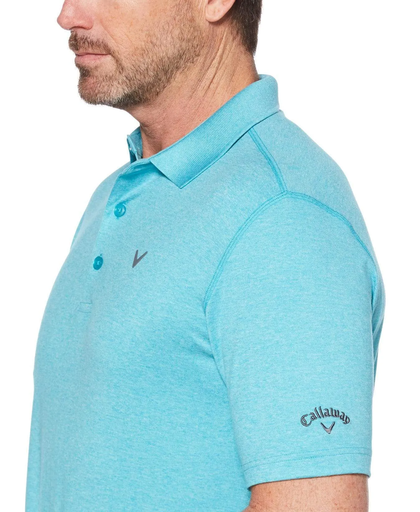 Mens Cooling Heathered Polo with Chevron