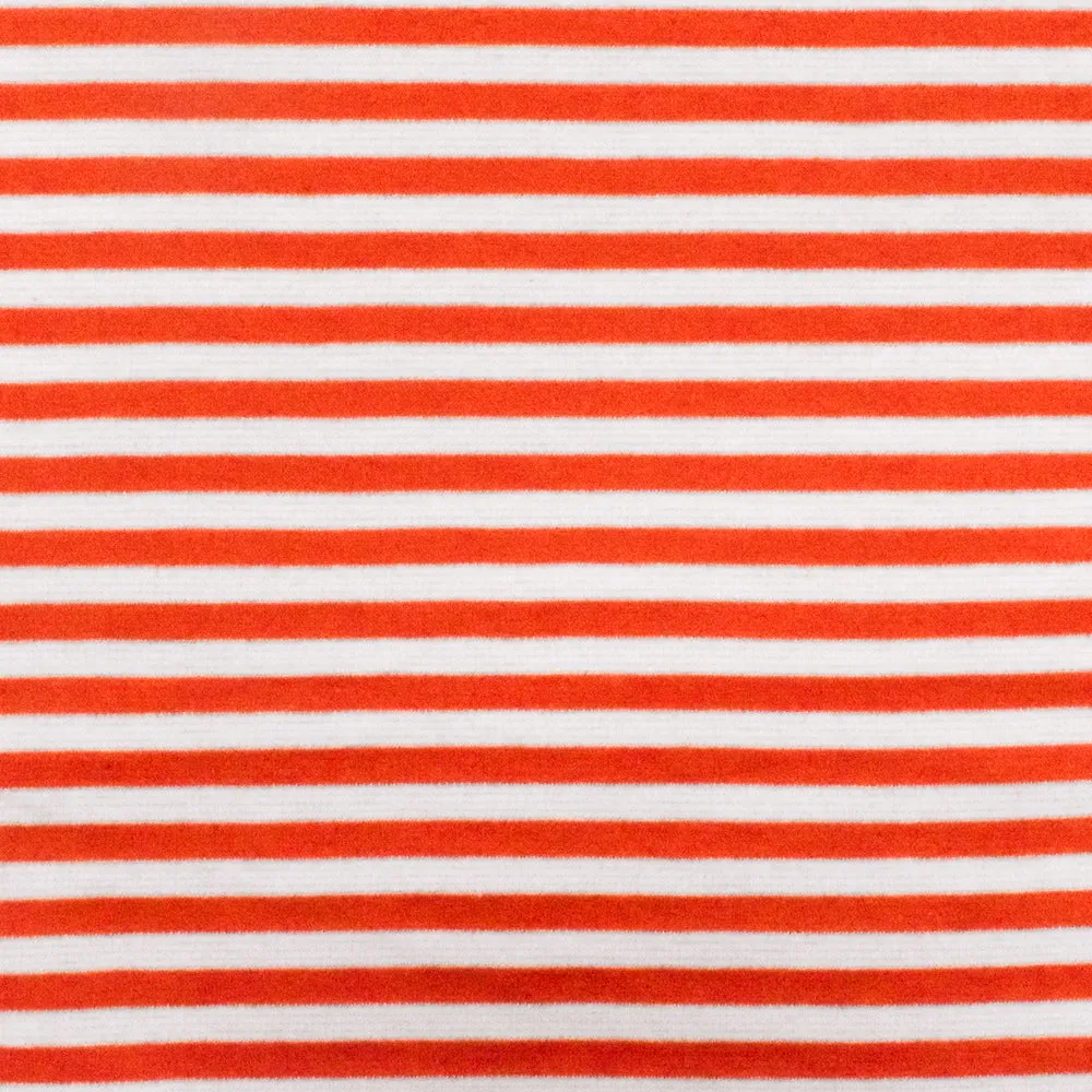 Orange-White Stripe Stretch Double Knit Fabric