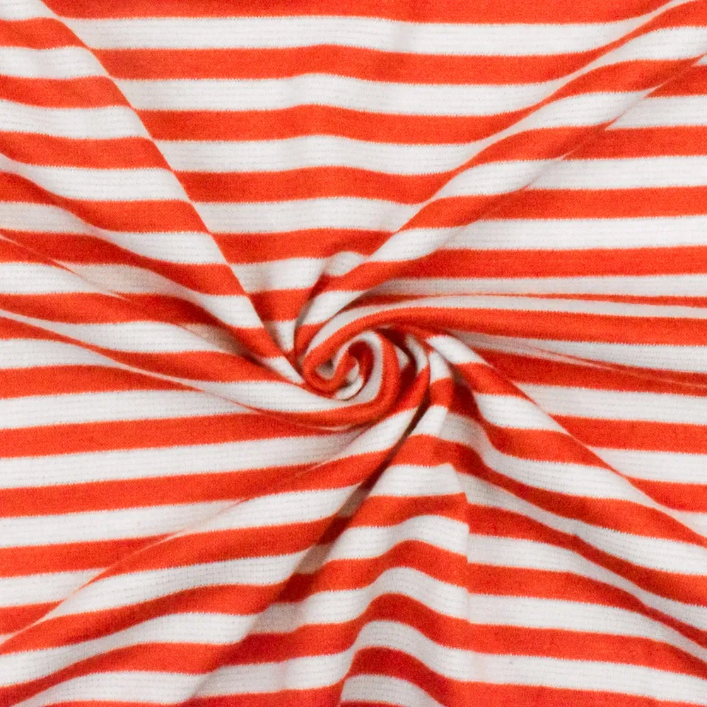 Orange-White Stripe Stretch Double Knit Fabric