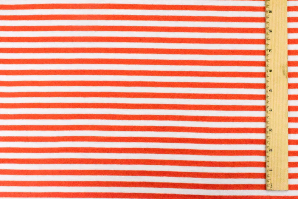 Orange-White Stripe Stretch Double Knit Fabric