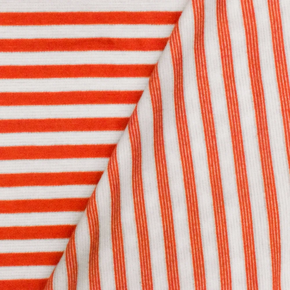 Orange-White Stripe Stretch Double Knit Fabric