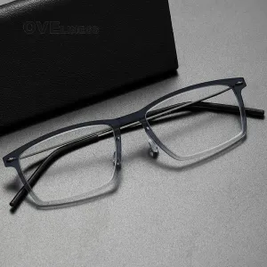 Oveliness Unisex Full Rim Square Acetate Titanium Eyeglasses 6544